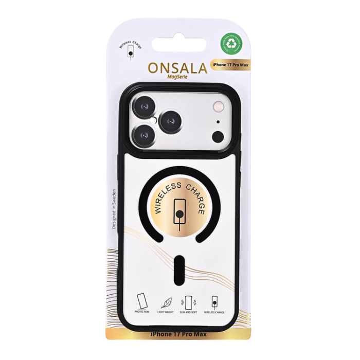 Onsala - ONSALA iPhone 17 Pro Max Mobilskal MagSafe Bumper - Svart-Clear