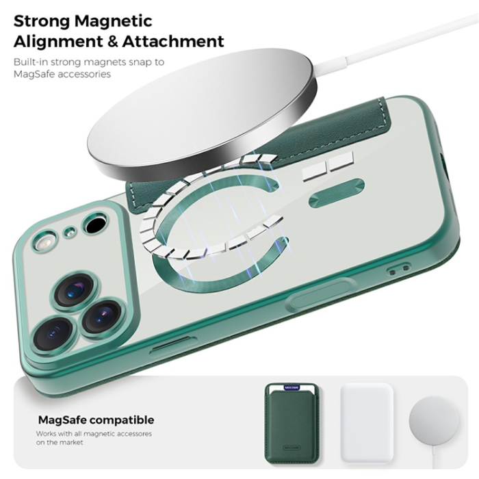 A-One Brand - iPhone 17 Pro Max Plånboksfodral MagSafe RFID - Svartgrön
