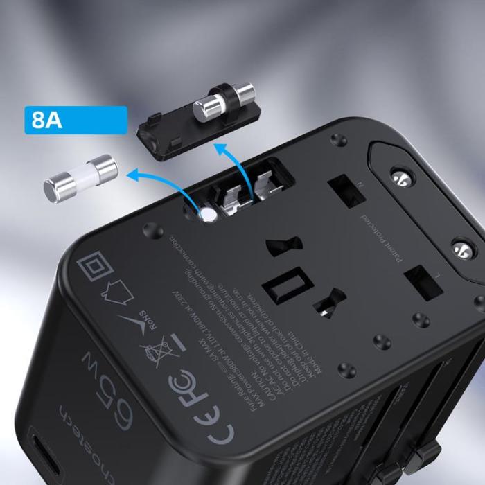 Choetech - Choetech GaN 2 x USB Typ-C 65W PD Snabbladdare - Svart