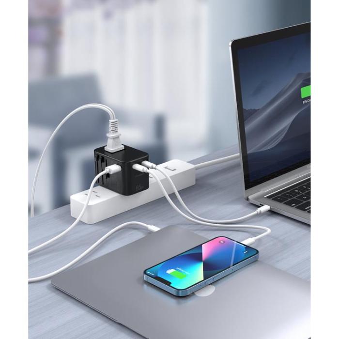 Choetech - Choetech GaN 2 x USB Typ-C 65W PD Snabbladdare - Svart