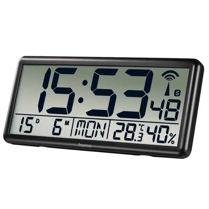 Hama - HAMA Väggklocka Digital Jumbo Radiosynkroniserad Svart