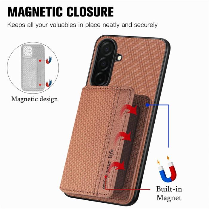 OEM - Mobilfodral för Samsung Galaxy S26 Konstläder RFID - Brun