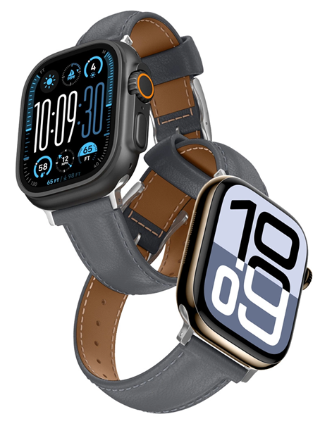 AmazingThing Apple Watch 45/46/49mm Armband Class Läder - Grå | 5122 | AlltMobil
