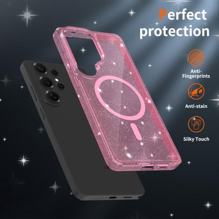 OEM - Mobilskal för Samsung Galaxy S26 Ultra Magnetiskt TPU PC - Transparent Rosa
