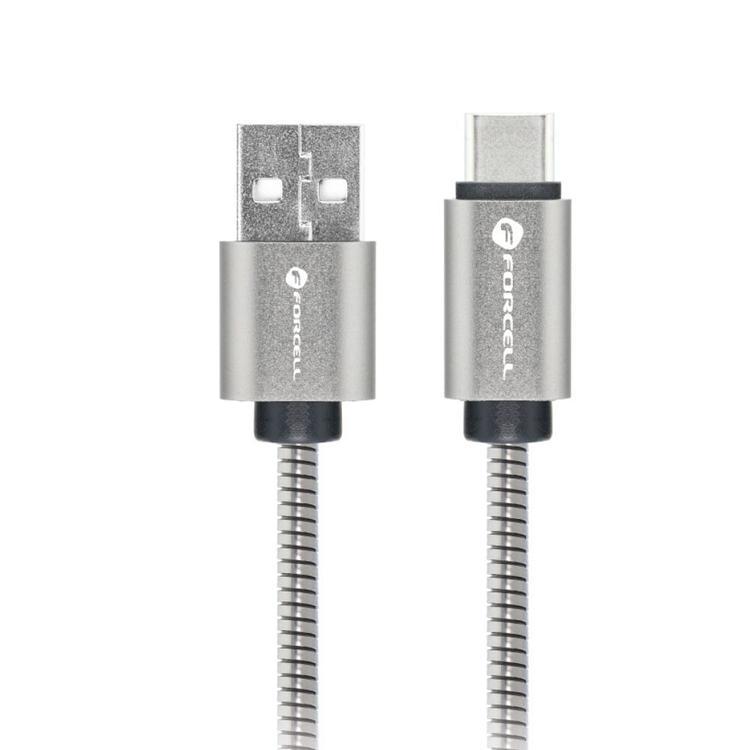 Forcell USB-A till USB-C 66W Kabel 3A 1m QC4.0 C234 - Silver | 3541 | AlltMobil