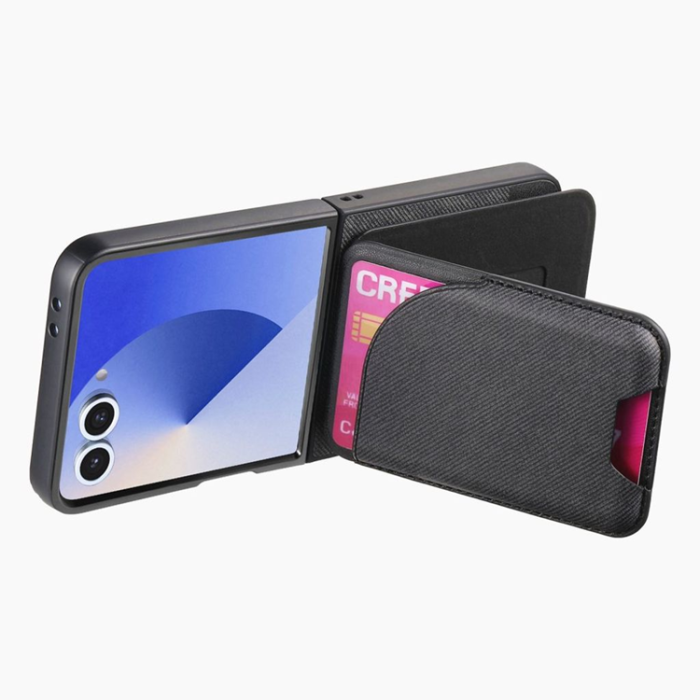 A-One Brand - Galaxy Z Flip 7 Mobilskal Magsafe Korthållare Kickstand - Svart