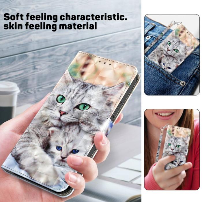 OEM - Mobilskal för Samsung Galaxy S26 Ställmönster Konstläder - Två katter