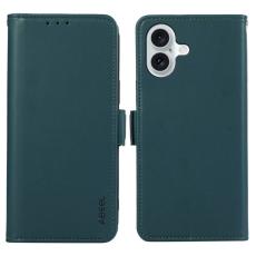 ABEEL - ABEEL iPhone 16 Plus Pl&aring;nboksfodral Konstl&auml;der med RFID-Skydd - Gr&ouml;n