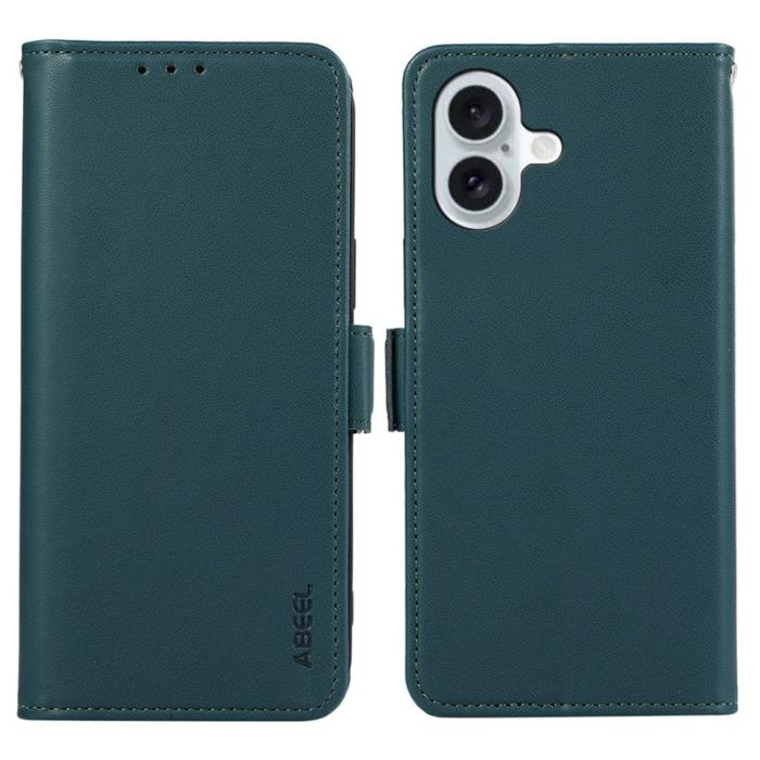 ABEEL - ABEEL iPhone 16 Plus Plånboksfodral Konstläder med RFID-Skydd - Grön