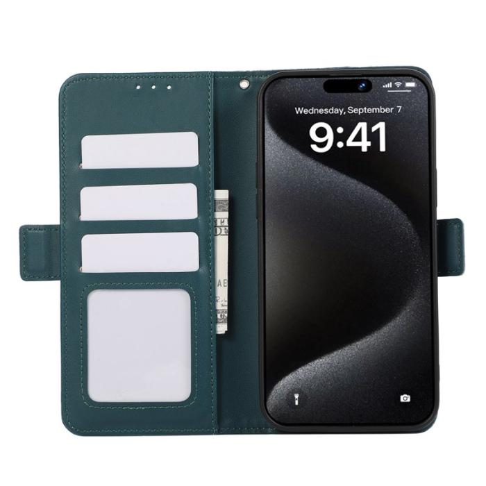 ABEEL - ABEEL iPhone 16 Plus Plånboksfodral Konstläder med RFID-Skydd - Grön
