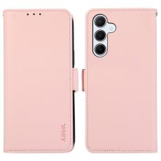 ABEEL - ABEEL Samsung Galaxy A34 5G Folio Konstl&auml;der Pl&aring;nboksfodral RFID-Skydd Rosa