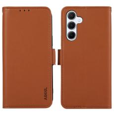ABEEL - ABEEL Samsung Galaxy A34 5G Folio Konstl&auml;der Pl&aring;nboksfodral RFID-Skydd Brun