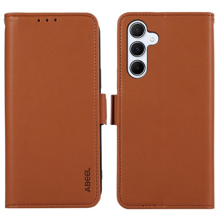 ABEEL - ABEEL Samsung Galaxy A34 5G Folio Konstläder Plånboksfodral RFID-Skydd Brun