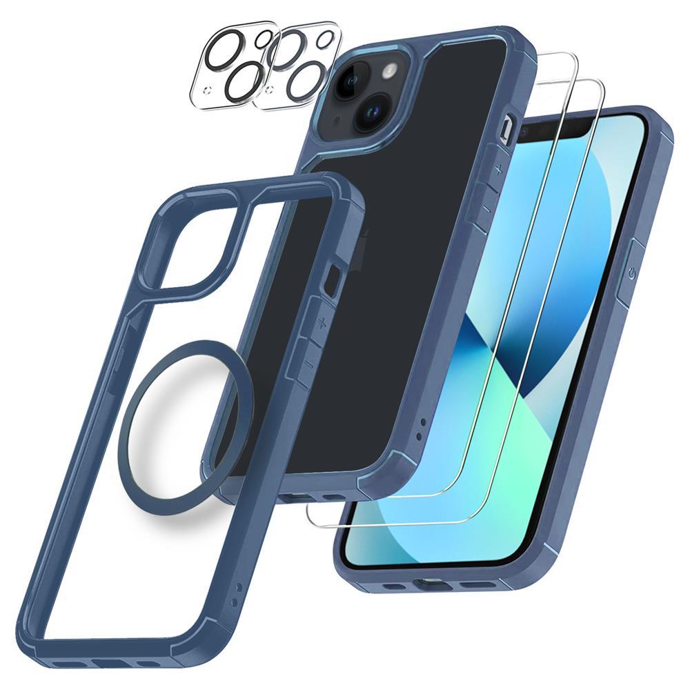 [6in1] BOOM iPhone 14 Plus Skal - Kameralinsskydd - Härdat Glas - MagSafe Ring | 2353 | AlltMobil