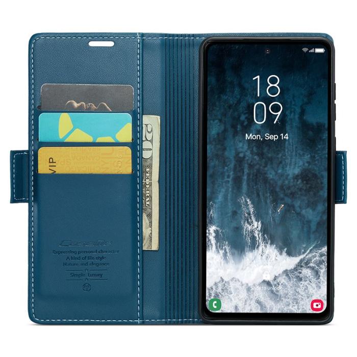 Caseme - CASEME Plånboksfodral Konstläder till Samsung Galaxy S23 FE - Blå