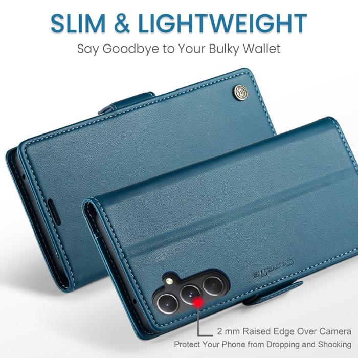 Caseme - CASEME Plånboksfodral Konstläder till Samsung Galaxy S23 FE - Blå