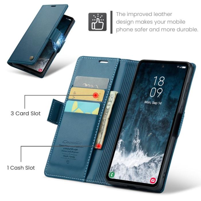 Caseme - CASEME Plånboksfodral Konstläder till Samsung Galaxy S23 FE - Blå