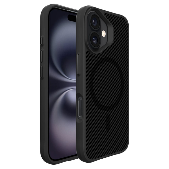 A-One Brand - iPhone 17 Mobilskal MagSafe Carbon Fiber Texture - Helsvart
