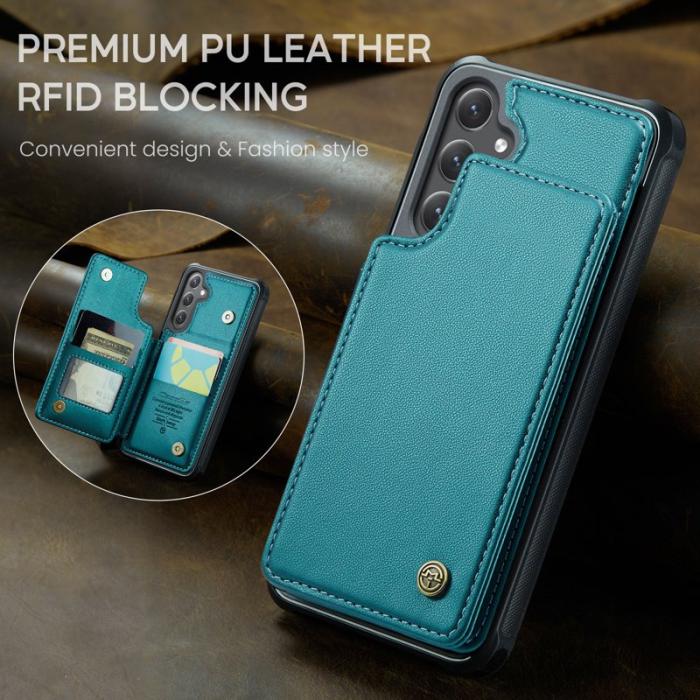 Caseme - CASEME C22 Fodral för Samsung Galaxy S25 - Grön Konstläder med RFID