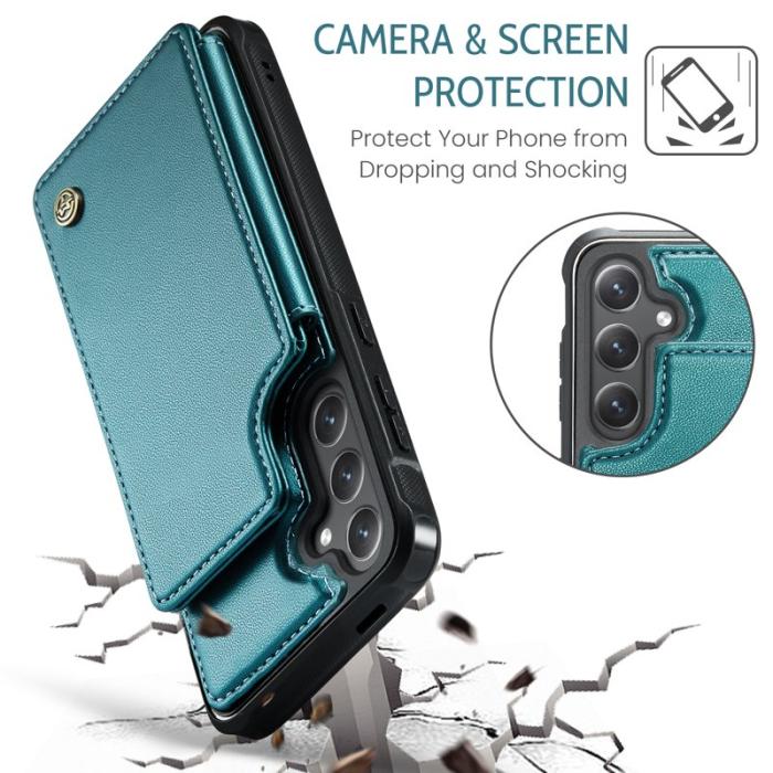 Caseme - CASEME C22 Fodral för Samsung Galaxy S25 - Grön Konstläder med RFID
