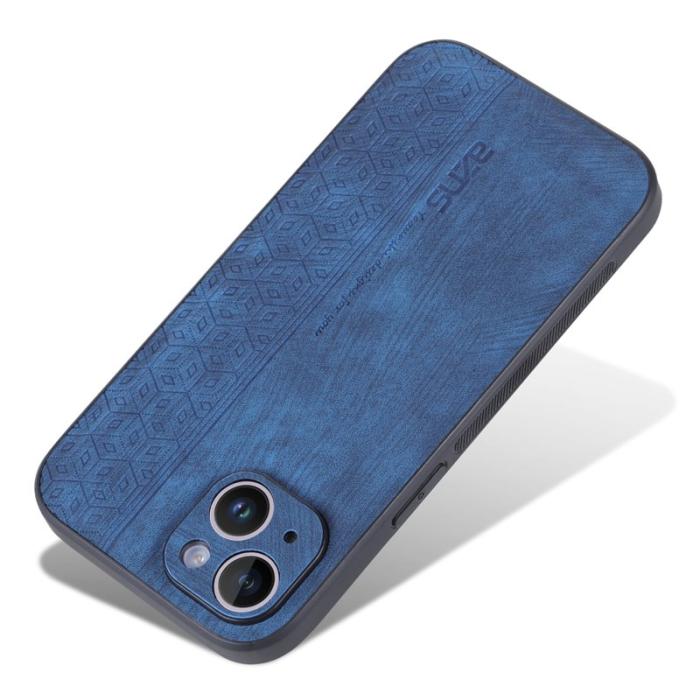 AZNS - AZNS iPhone 15 Fodral KonstLäder - Imprinted Mönster - Blå