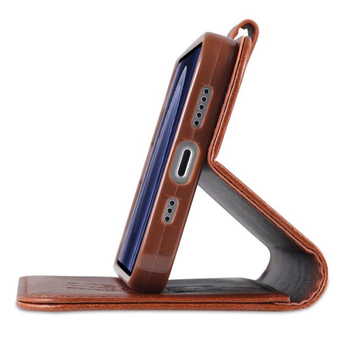 AZNS - AZNS iPhone 15 Plånboksfodral Konstläder - Ställfunktion - Brun