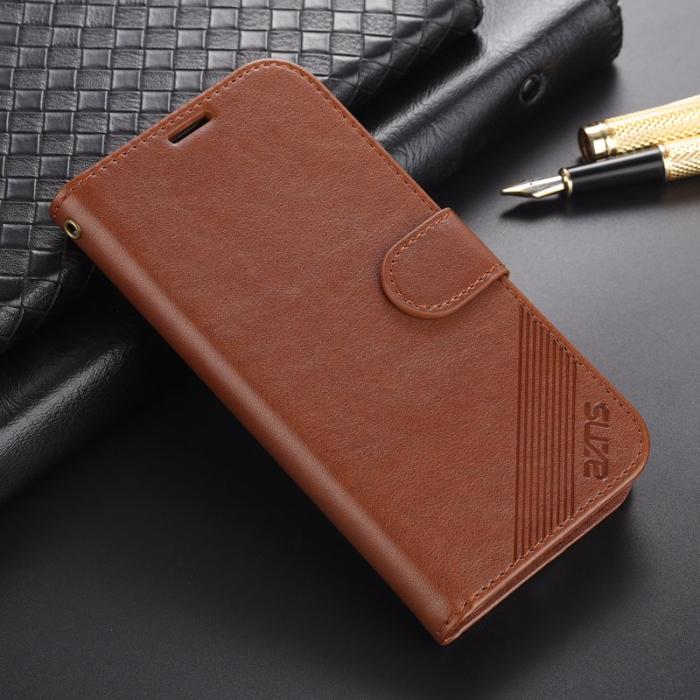 AZNS - AZNS iPhone 15 Plånboksfodral Konstläder - Ställfunktion - Brun