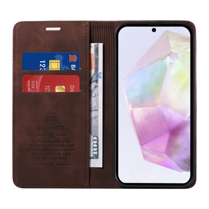 BETOPNICE - BETOPNICE 003 för Samsung Galaxy A56 5G Plånboksfodral Konstläder - Brun