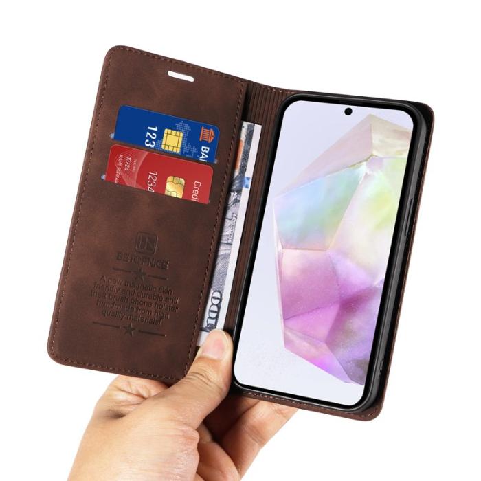 BETOPNICE - BETOPNICE 003 för Samsung Galaxy A56 5G Plånboksfodral Konstläder - Brun