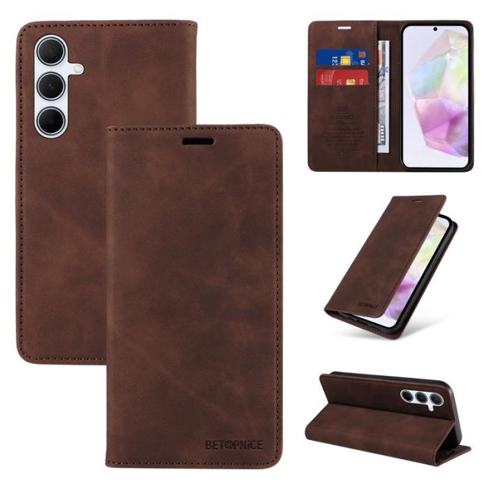 BETOPNICE - BETOPNICE 003 för Samsung Galaxy A56 5G Plånboksfodral Konstläder - Brun