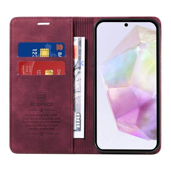 BETOPNICE - BETOPNICE 003 för Samsung Galaxy A56 5G Plånboksfodral Konstläder - Röd