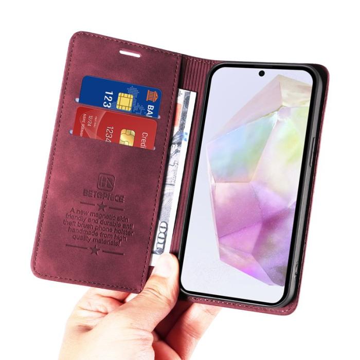 BETOPNICE - BETOPNICE 003 för Samsung Galaxy A56 5G Plånboksfodral Konstläder - Röd