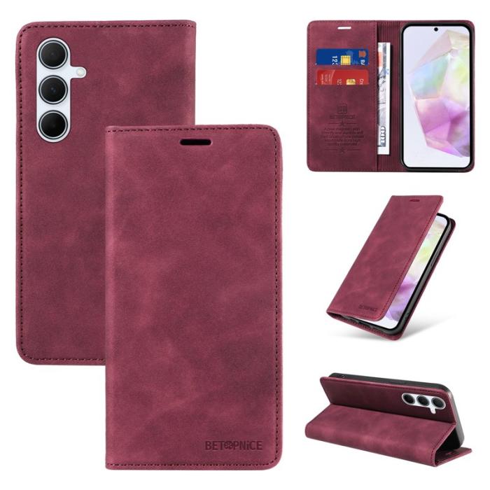 BETOPNICE - BETOPNICE 003 för Samsung Galaxy A56 5G Plånboksfodral Konstläder - Röd