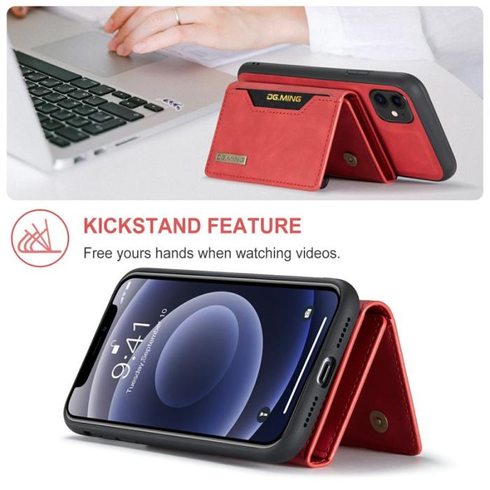 DG.MING - DG.MING 2-in-1 Konstläder Plånboksfodral iPhone 11 6.1 tum Röd