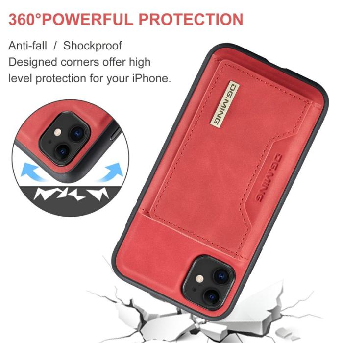 DG.MING - DG.MING 2-in-1 Konstläder Plånboksfodral iPhone 11 6.1 tum Röd