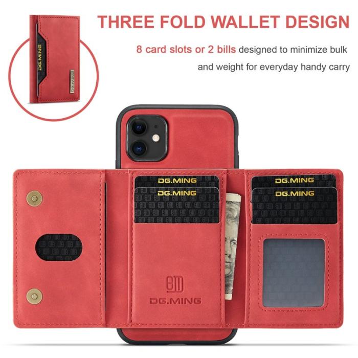 DG.MING - DG.MING 2-in-1 Konstläder Plånboksfodral iPhone 11 6.1 tum Röd