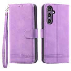 DIERFENG - DIERFENG DF-03 Pl&aring;nboksfodral f&ouml;r Samsung Galaxy S24 - Imprinted - Lila