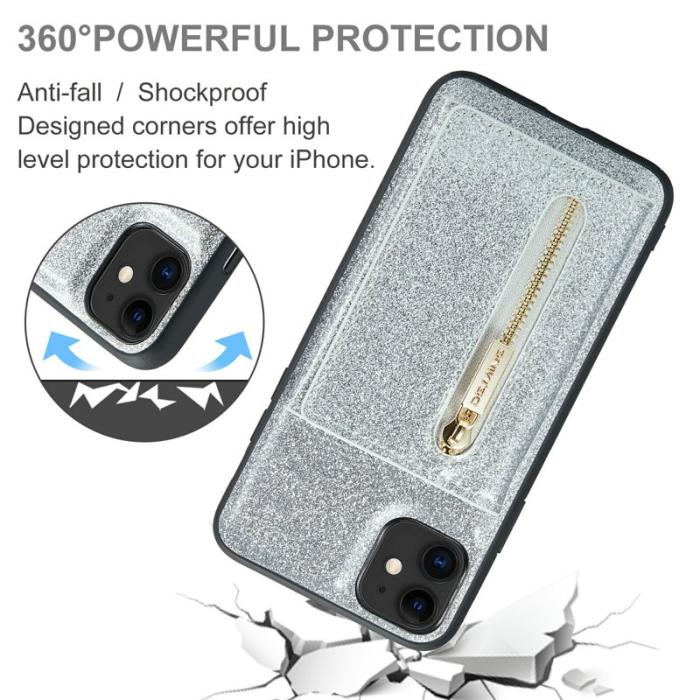 DG.MING - DG.MING M3 Series iPhone 11 Konstläder Plånboksfodral 2-i-1 Med Ställ Silver