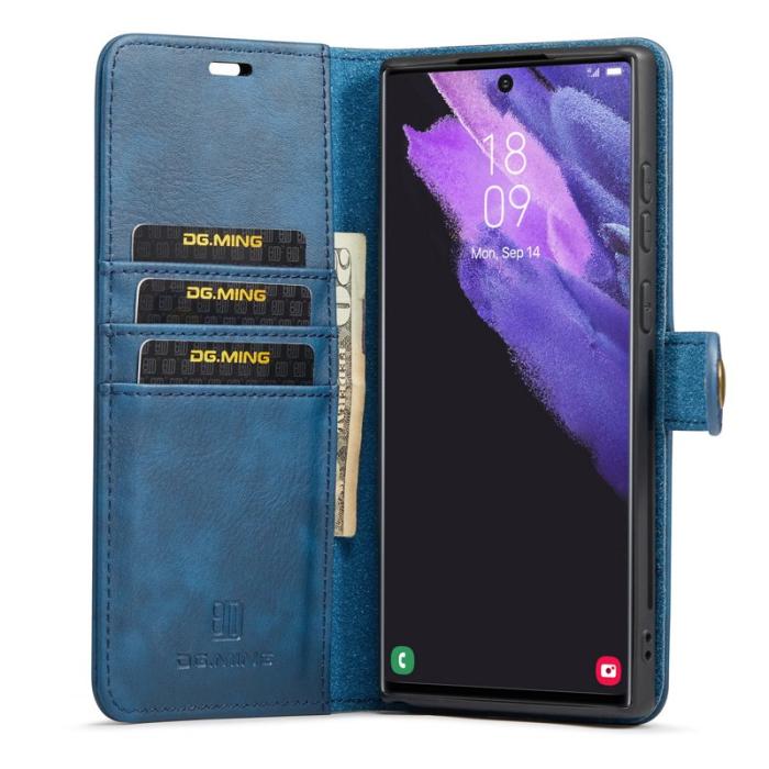 DG.MING - DG.MING Samsung Galaxy S25 Ultra Plånboksfodral Äkta Läder Avtagbart - Blå