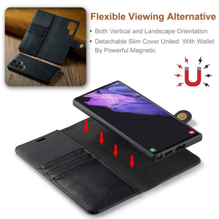 DG.MING - DG.MING Samsung Galaxy S25 Ultra Plånboksfodral Äkta läder Svart