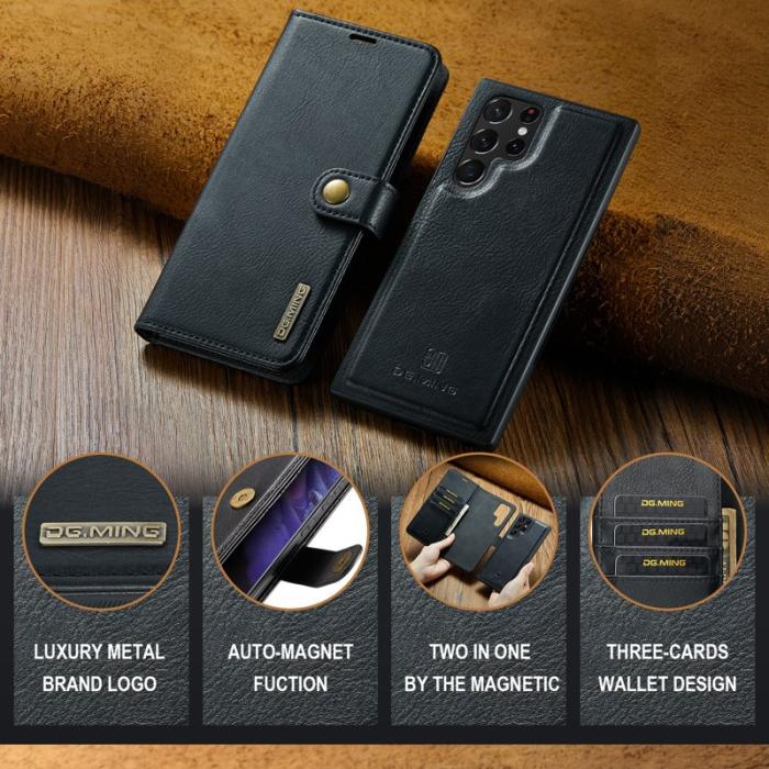 DG.MING - DG.MING Samsung Galaxy S25 Ultra Plånboksfodral Äkta läder Svart