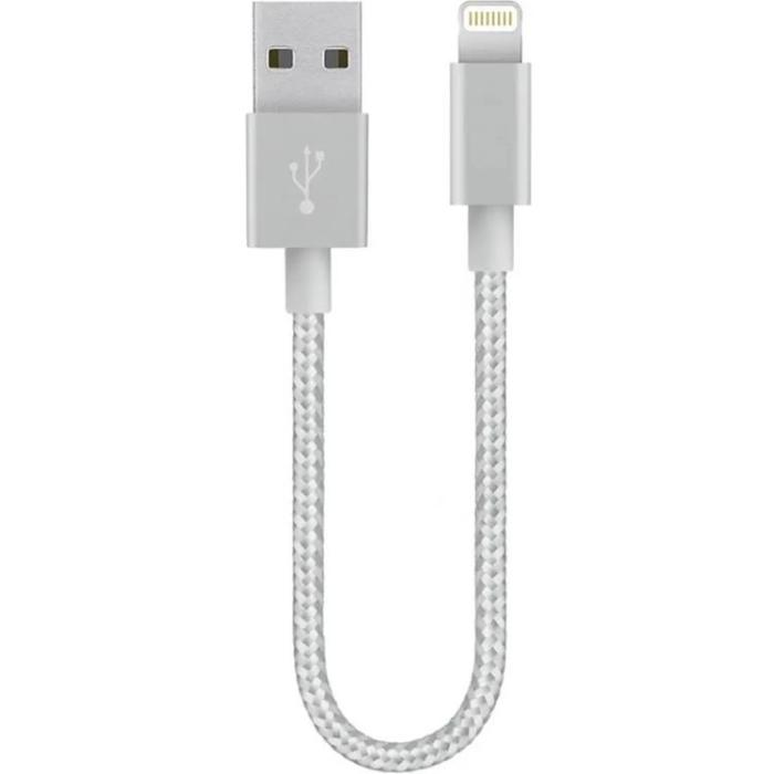 SiGN - SiGN USB-A till Lightning Kabel 12W 0.25m - Silver/Nylon