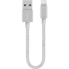 SiGN - SiGN USB-A till Lightning Kabel 12W 0.25m - Silver/Nylon