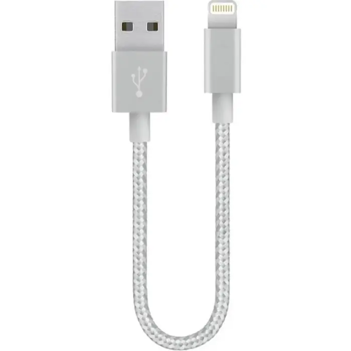 SiGN - SiGN USB-A till Lightning Kabel 12W 0.25m - Silver/Nylon