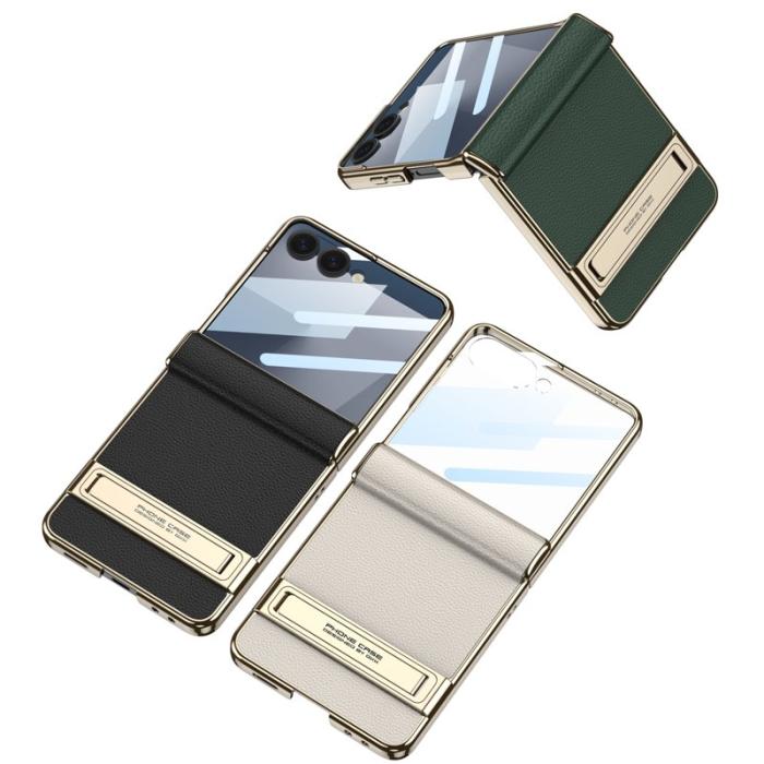 GKK - GKK Samsung Galaxy Z Flip7 Fodral Kickstand PU + PC - Vit