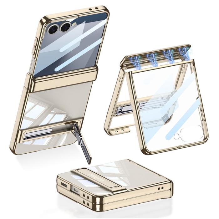GKK - GKK Samsung Galaxy Z Flip7 Fodral Magnetisk Hinge PC - Champagne Guld