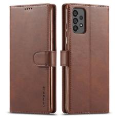 LC.imeeke - LC.IMEEKE f&ouml;r Samsung Galaxy A73 5G Pl&aring;nboksfodral i Konstl&auml;der - Brun