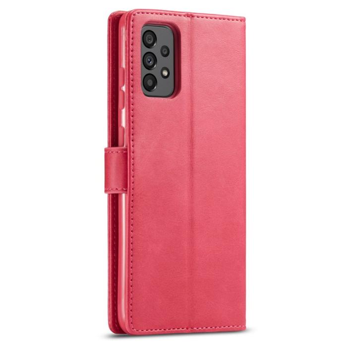 LC.imeeke - LC.IMEEKE för Samsung Galaxy A73 5G Plånboksfodral Konstläder - Röd