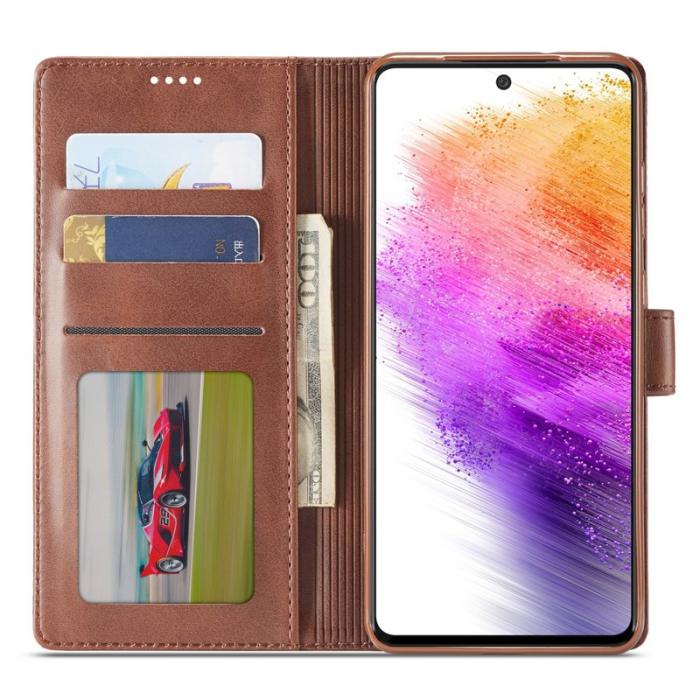 LC.imeeke - LC.IMEEKE för Samsung Galaxy A73 5G Plånboksfodral Konstläder - Röd