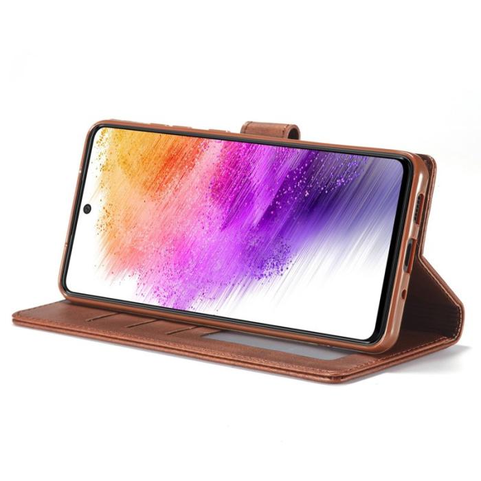 LC.imeeke - LC.IMEEKE för Samsung Galaxy A73 5G Plånboksfodral Konstläder - Röd